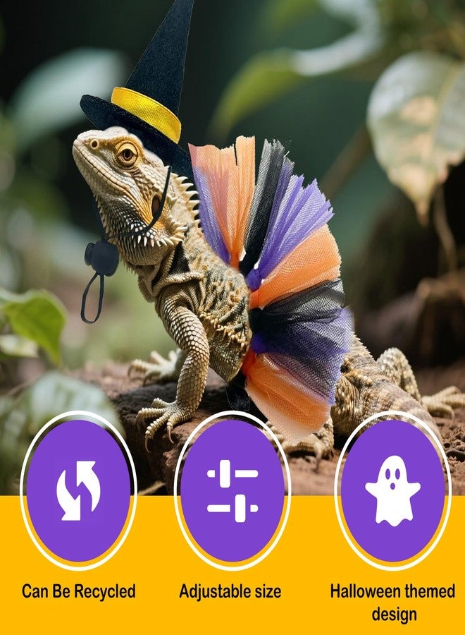 hokable 4Pcs Halloween Lizard Witch Costume Set - Tutu Skirts & Hats for Halloween Cosplay and Photo Props Comfortable and Accessories for Reptiles - Image 4